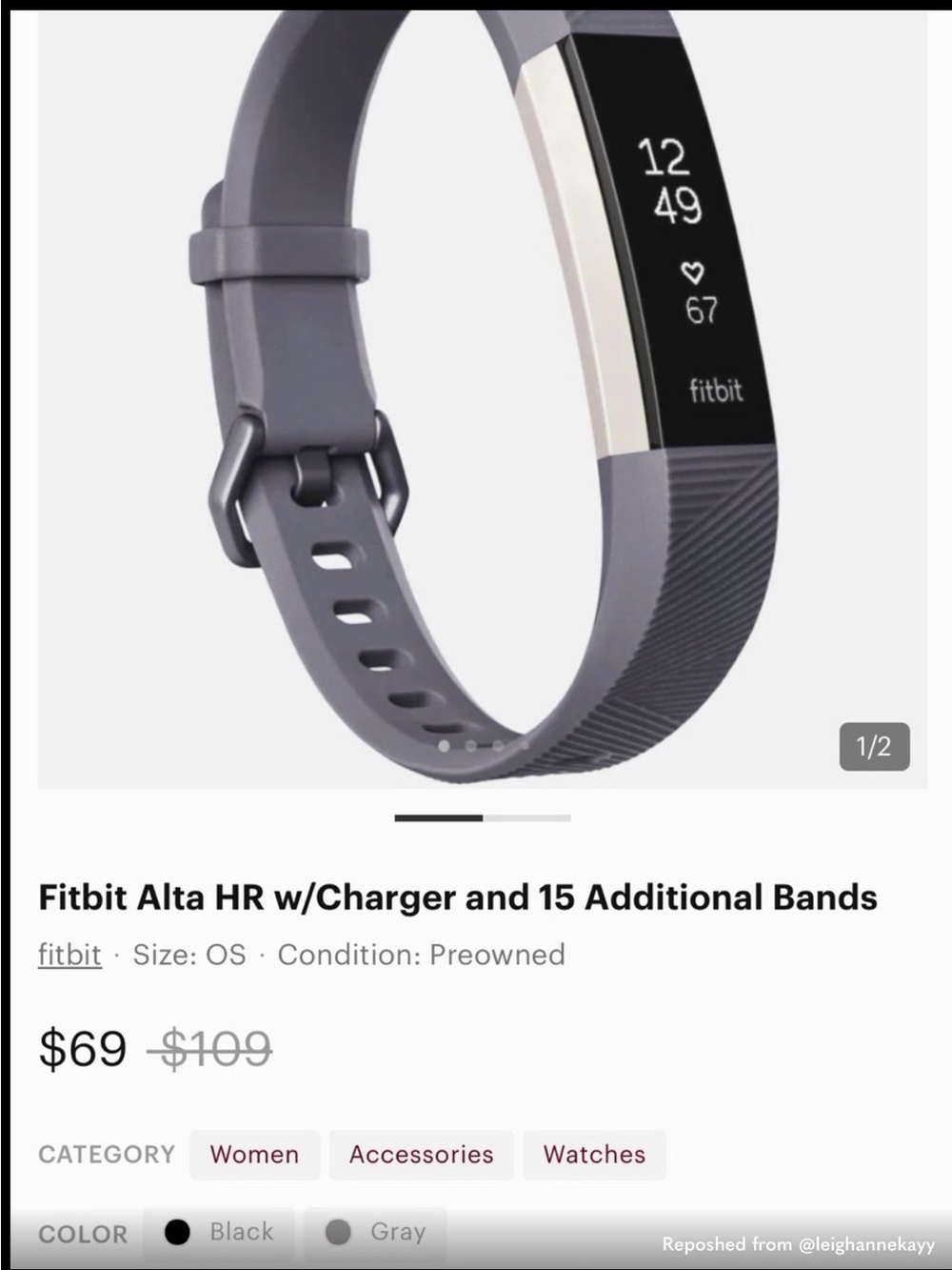 Fitbit Alta HR Fitness Tracker with Brand New Pink Silicone Band